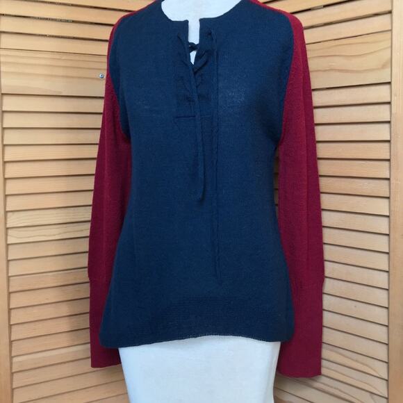 Ulla Johnson Sweater Navy & Burgundy Knit Designer NWT S baby Alpaca Wool - Picture 1 of 6